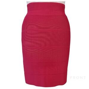 BCBG MAX AZRIA Red Bodycon Skirt Size M Stretch Knit Dressy Career Formal Sexy